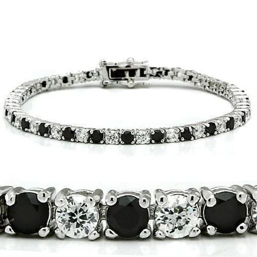 Picture of 46903 - Brass Bracelet Rhodium Women AAA Grade CZ Black Diamond