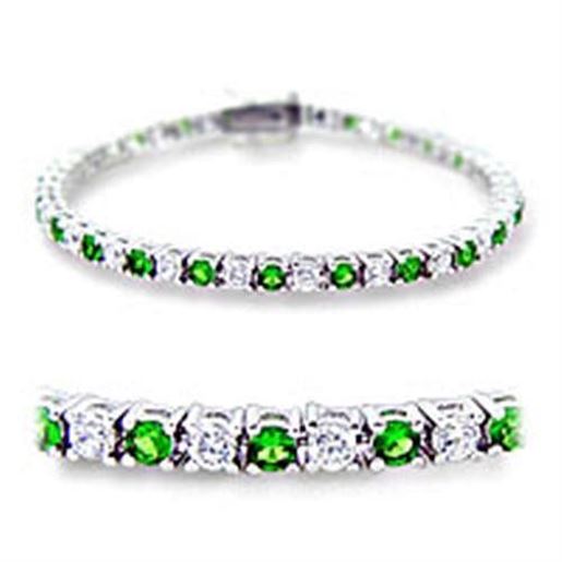 Picture of 46906 - Brass Bracelet Rhodium Women Synthetic Emerald