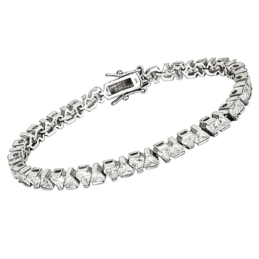 Picture of 47302 - Brass Bracelet Rhodium Women AAA Grade CZ Clear