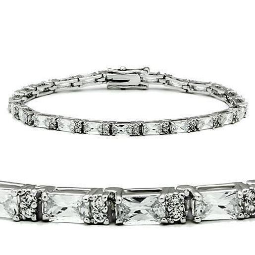 Picture of 47401 - Brass Bracelet Rhodium Women AAA Grade CZ Clear