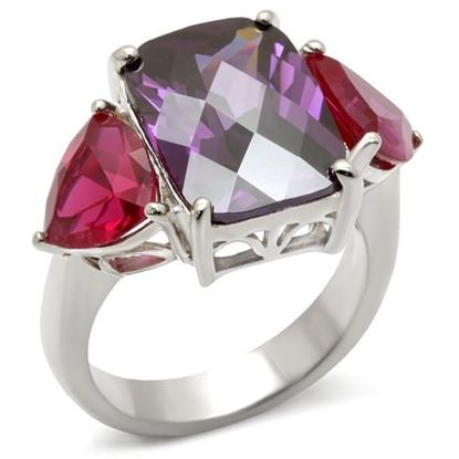 Picture of 49702 - 925 Sterling Silver Ring High-Polished Women AAA Grade CZ Amethyst