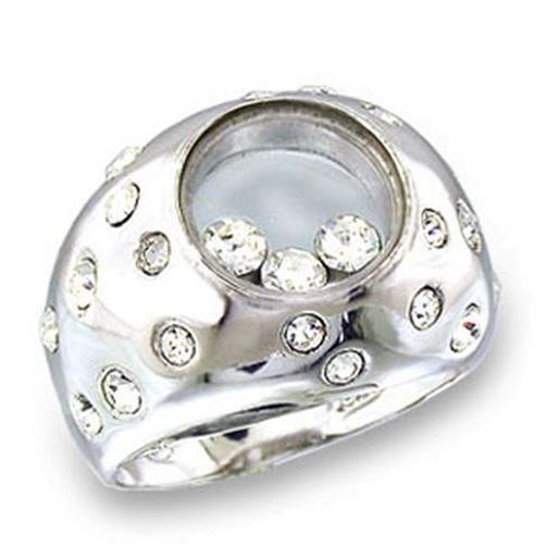 Picture of 49709 - 925 Sterling Silver Ring High-Polished Women Top Grade Crystal Clear