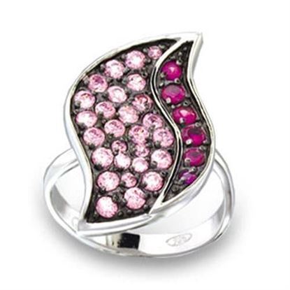 Picture of 49806 - 925 Sterling Silver Ring Rhodium + Ruthenium Women AAA Grade CZ Multi Color