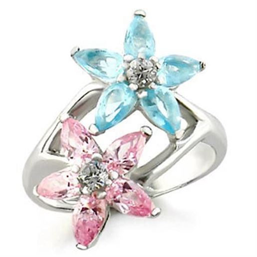 Picture of 49811 - 925 Sterling Silver Ring High-Polished Women AAA Grade CZ Multi Color