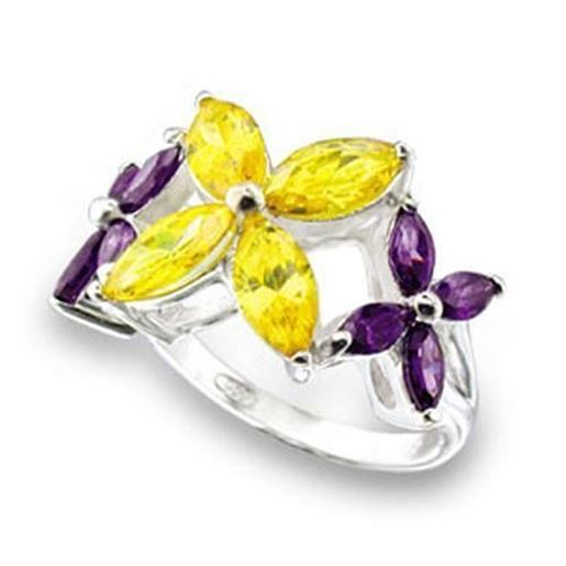 Picture of 49816 - 925 Sterling Silver Ring High-Polished Women AAA Grade CZ Multi Color