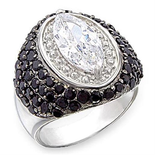 Picture of 50501 - 925 Sterling Silver Ring Rhodium + Ruthenium Women AAA Grade CZ Clear