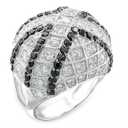 Picture of 50518 - 925 Sterling Silver Ring Rhodium + Ruthenium Women AAA Grade CZ Jet