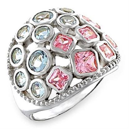 Picture of 51014 - 925 Sterling Silver Ring High-Polished Women AAA Grade CZ Multi Color