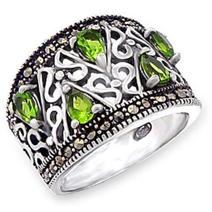 Picture of 51411 - 925 Sterling Silver Ring Antique Tone Women Synthetic Peridot