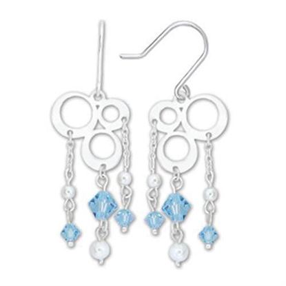 Picture of 53903 - 925 Sterling Silver Earrings High-Polished Women Synthetic Sea Blue