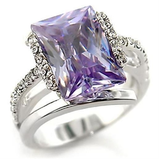 Picture of 55316 - Brass Ring Rhodium Women AAA Grade CZ Light Amethyst