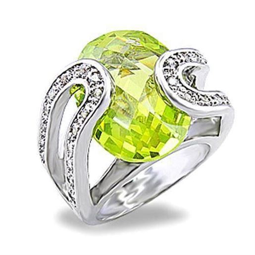 Picture of 5X004 - Brass Ring Rhodium Women AAA Grade CZ Apple Green color