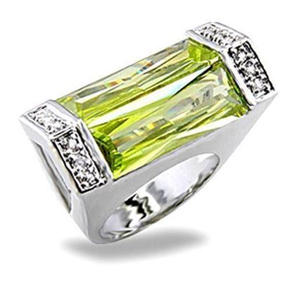 Picture of 5X006 - Brass Ring Rhodium Women Synthetic Peridot