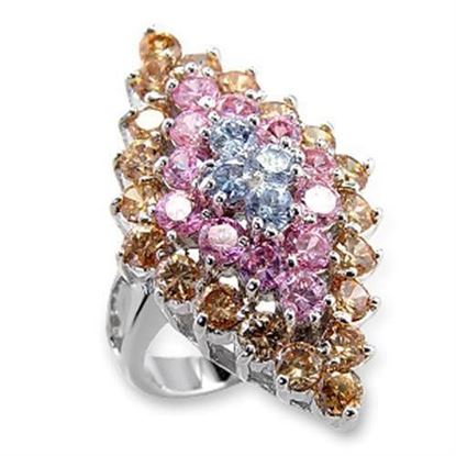 Picture of 60101 - Brass Ring Rhodium Women AAA Grade CZ Multi Color