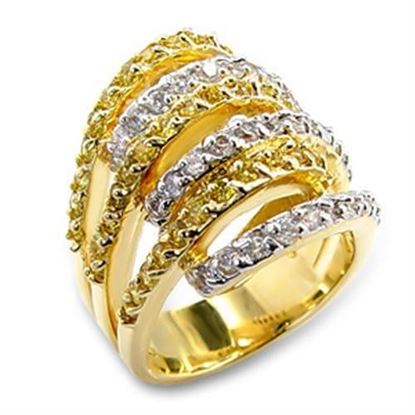 Picture of 60110 - Brass Ring Gold+Rhodium Women AAA Grade CZ Topaz