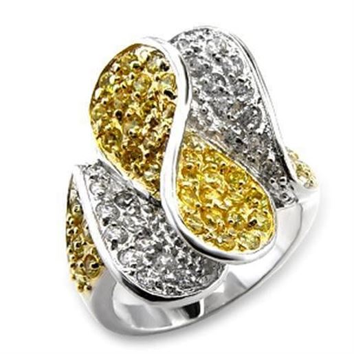 Picture of 60118 - Brass Ring Gold+Rhodium Women AAA Grade CZ Topaz