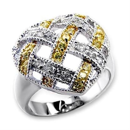 Picture of 60205 - Brass Ring Reverse Two-Tone Women AAA Grade CZ Topaz