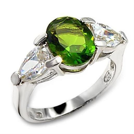 Picture of 60411 - 925 Sterling Silver Ring High-Polished Women Synthetic Peridot