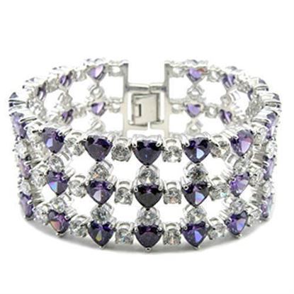 Picture of 62204 - Brass Bracelet Rhodium Women AAA Grade CZ Amethyst