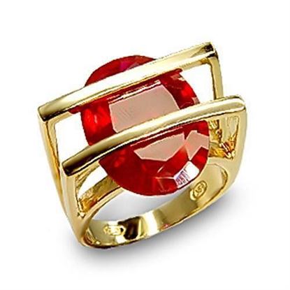 Picture of 6X001 - 925 Sterling Silver Ring Gold Women Synthetic Ruby