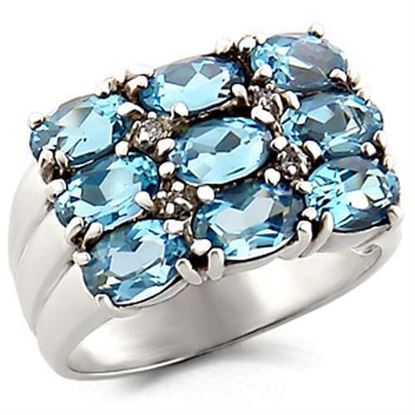 Picture of 6X002 - 925 Sterling Silver Ring High-Polished Women Synthetic Sea Blue