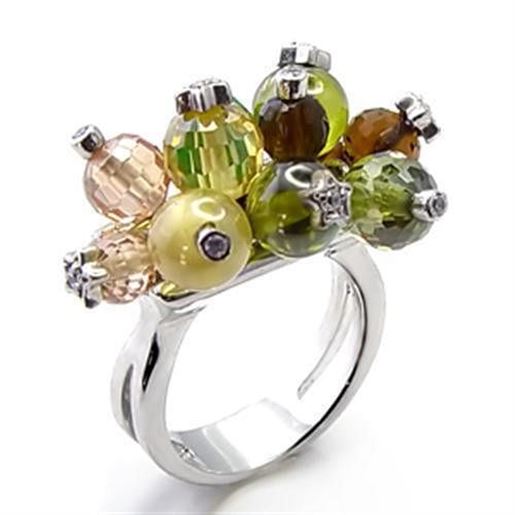 Picture of 6X018 - Brass Ring Rhodium Women AAA Grade CZ Multi Color