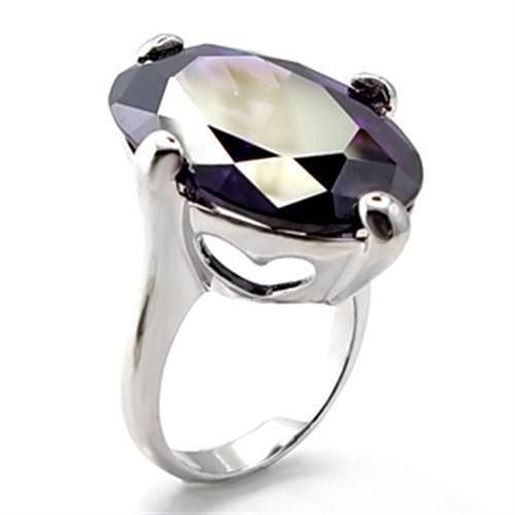 Picture of 6X025 - Brass Ring Rhodium Women AAA Grade CZ Amethyst