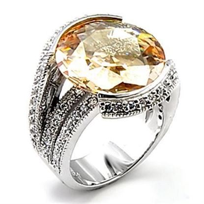 Picture of 6X045 - Brass Ring Rhodium Women AAA Grade CZ Champagne