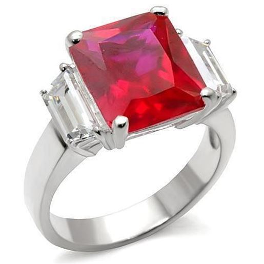 Picture of 6X061 - 925 Sterling Silver Ring High-Polished Women Synthetic Ruby