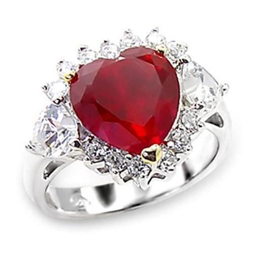 Picture of 6X062 - 925 Sterling Silver Ring High-Polished Women Synthetic Ruby