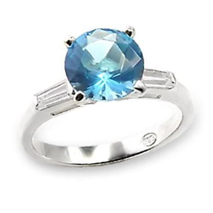 Picture of 6X065 - 925 Sterling Silver Ring High-Polished Women Synthetic Sea Blue