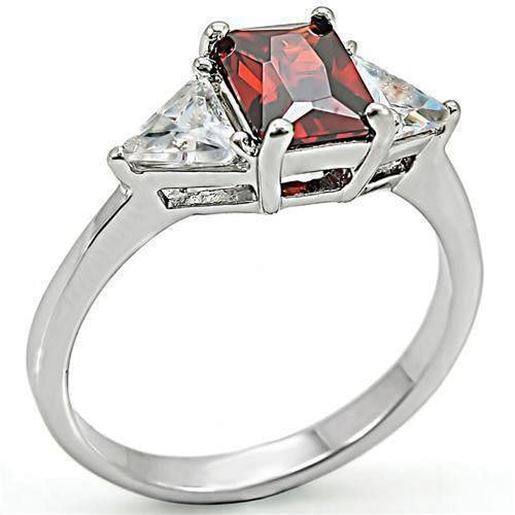 Picture of 6X069 - 925 Sterling Silver Ring High-Polished Women AAA Grade CZ Garnet