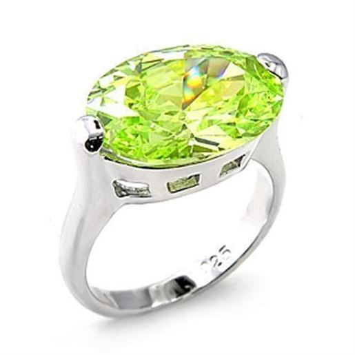 Picture of 6X182 - 925 Sterling Silver Ring Rhodium Women AAA Grade CZ Apple Green color