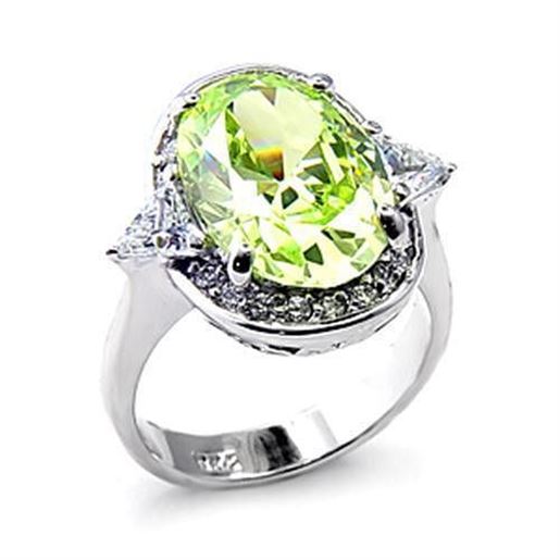 Picture of 6X187 - 925 Sterling Silver Ring Rhodium Women AAA Grade CZ Apple Green color