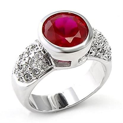 Picture of 6X223 - Brass Ring Rhodium Women Synthetic Ruby