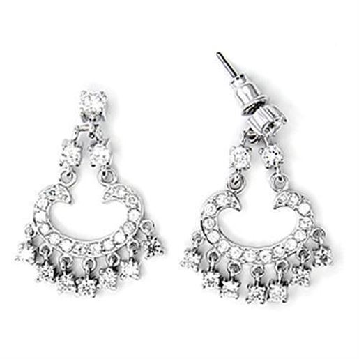 Picture of 6X267 - 925 Sterling Silver Earrings High-Polished Women AAA Grade CZ Clear