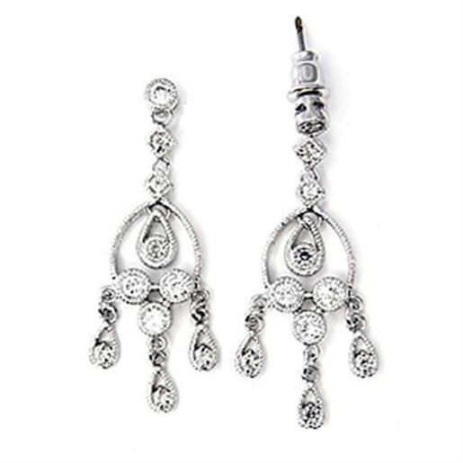 Picture of 6X286 - 925 Sterling Silver Earrings High-Polished Women AAA Grade CZ Clear