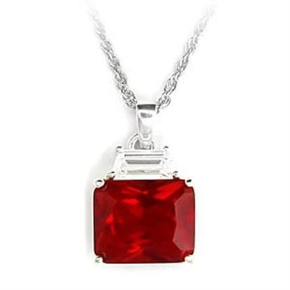 Picture of 6X309 - 925 Sterling Silver Pendant High-Polished Women Synthetic Ruby