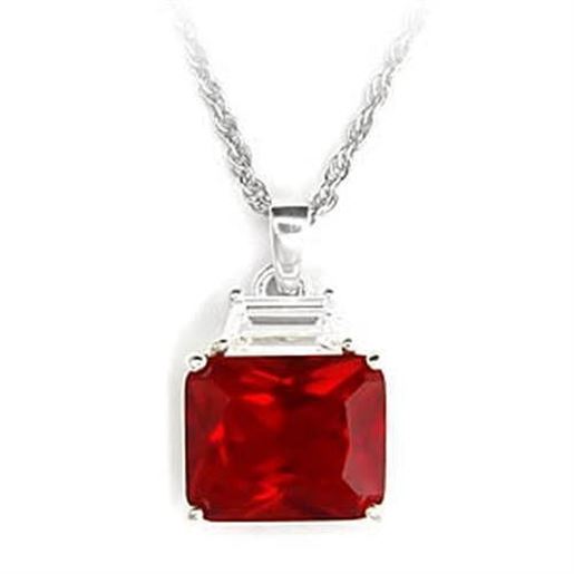 Picture of 6X309 - 925 Sterling Silver Pendant High-Polished Women Synthetic Ruby