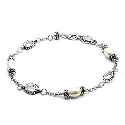 Picture of 6X493 - Brass Bracelet Rhodium Women Synthetic White