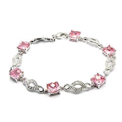 Picture of 6X494 - Brass Bracelet Rhodium Women AAA Grade CZ Rose