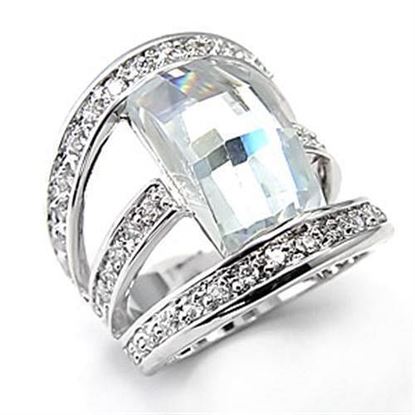 Picture of 7X053 - Brass Ring Rhodium Women AAA Grade CZ Clear