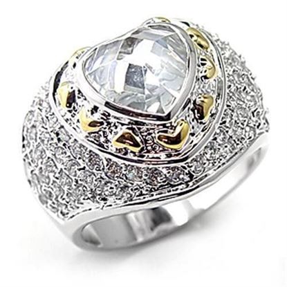 Picture of 7X066 - Brass Ring Reverse Two-Tone Women AAA Grade CZ Clear