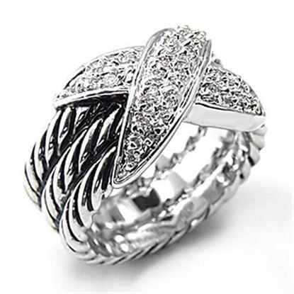 Picture of 7X074 - Brass Ring Rhodium Women AAA Grade CZ Clear