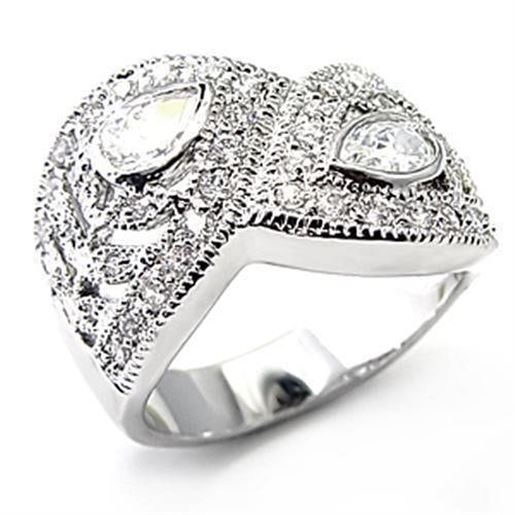 Picture of 7X083 - Brass Ring Rhodium Women AAA Grade CZ Clear