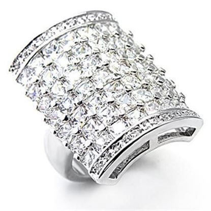 Picture of 7X116 - Brass Ring Rhodium Women AAA Grade CZ Clear