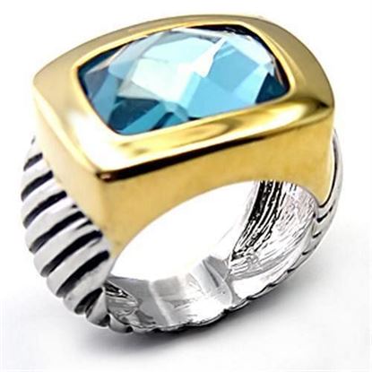 Picture of 7X119 - Brass Ring Reverse Two-Tone Women Semi-Precious London Blue