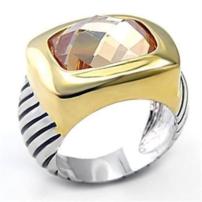 Picture of 7X126 - Brass Ring Reverse Two-Tone Women AAA Grade CZ Topaz