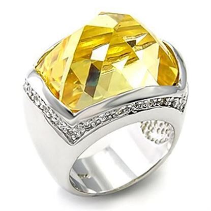 Picture of 7X154 - 925 Sterling Silver Ring Rhodium Women AAA Grade CZ Citrine Yellow