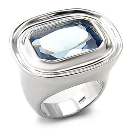 Picture of 7X165 - 925 Sterling Silver Ring Rhodium Women Synthetic Sea Blue